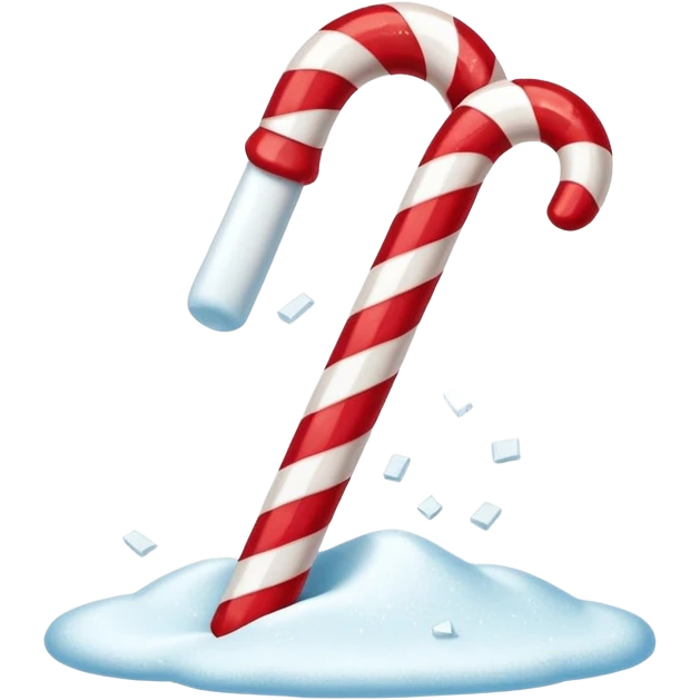 Broken Candy Cane: Cane snapped in half with sugar pieces falling. emoji