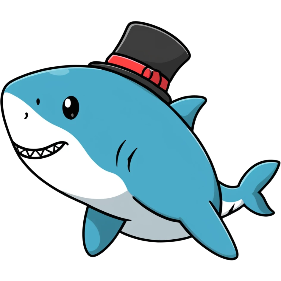 Shark with a top hat emoji