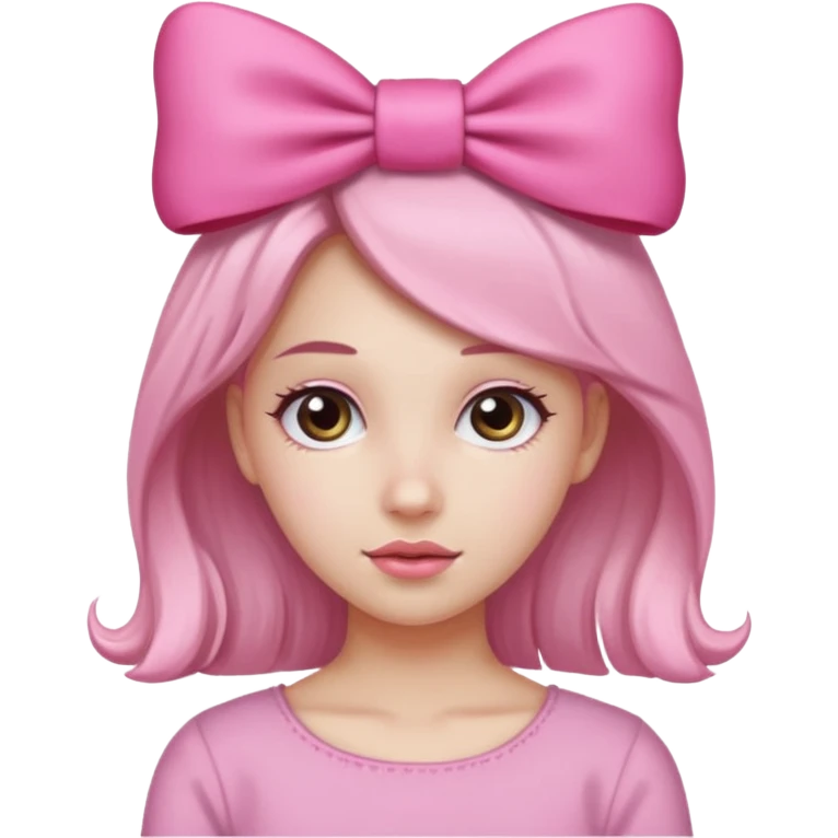 Niña con un moño rosa en el cabello  emoji