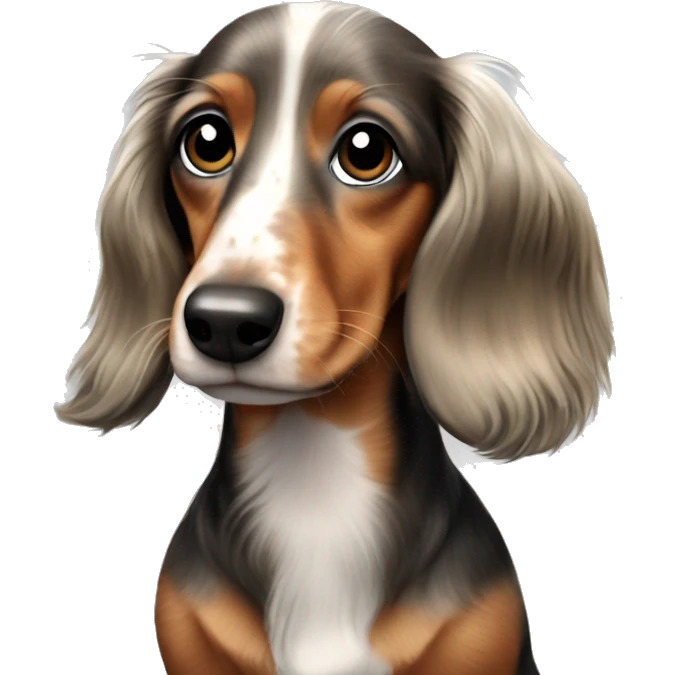 Trio merle long haired Dachshund  emoji
