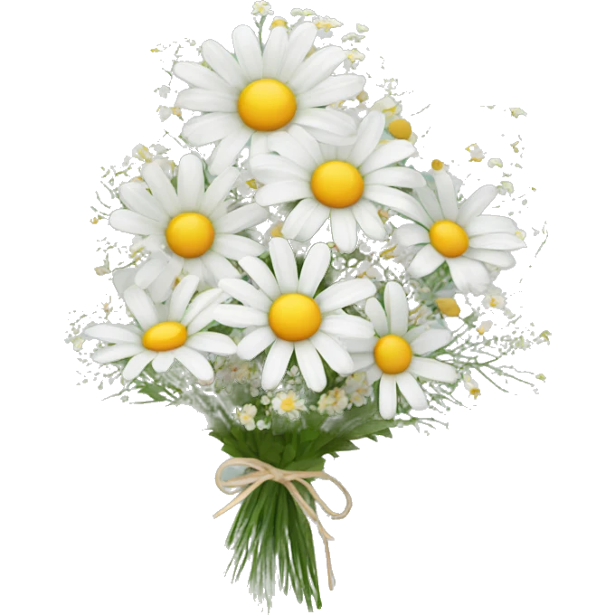 daisy and babies breath bouquet  emoji