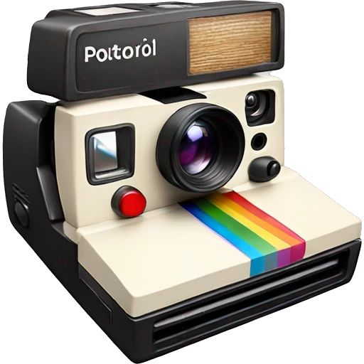 Polaroid camera with picture coming out emoji