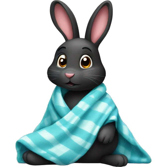 Black bunny with blanket emoji