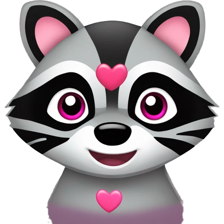 raccoon with pink eyes and a heart in his hands emoji