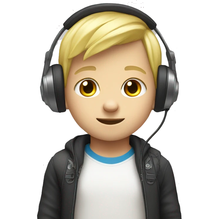 Little blonde boy with a gamer headset on emoji