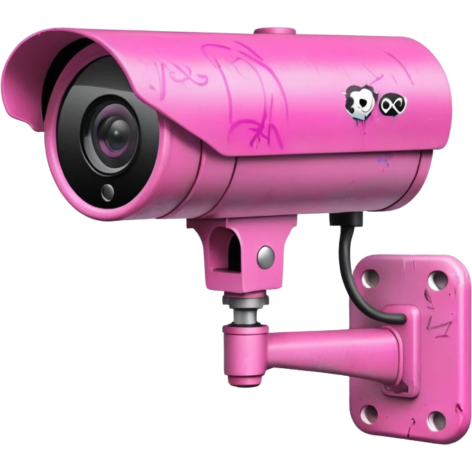 Security Camera pink with graffity emoji
