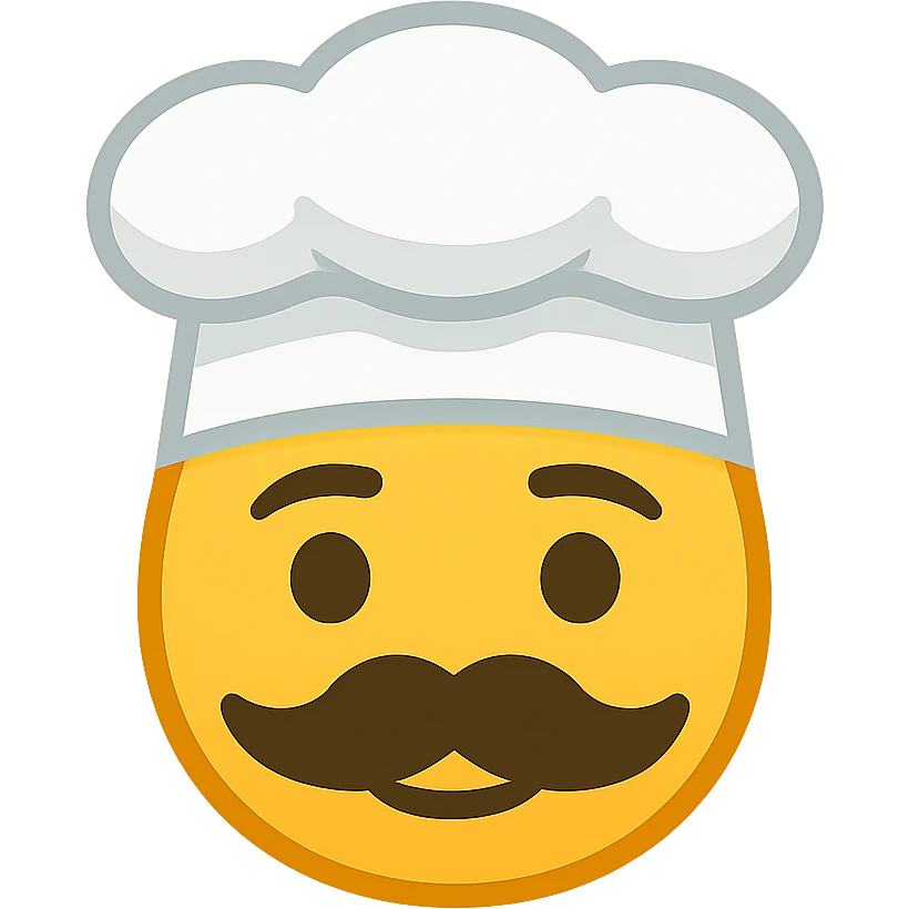 face with chef hat and mustache emoji, digital illustration emoji