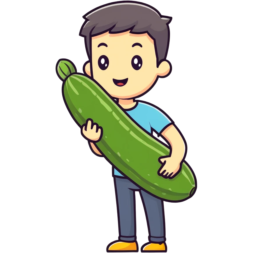 Guy with penis holding a cucumber  emoji