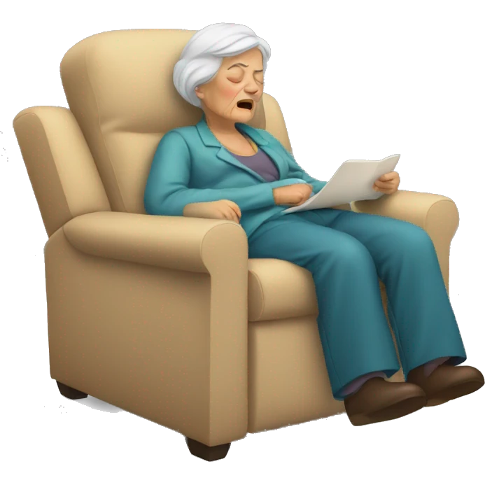 Old woman snoring in recliner emoji