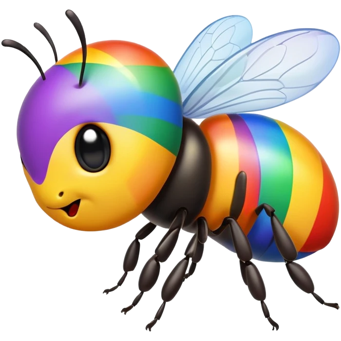 Bee kissing a rainbow emoji