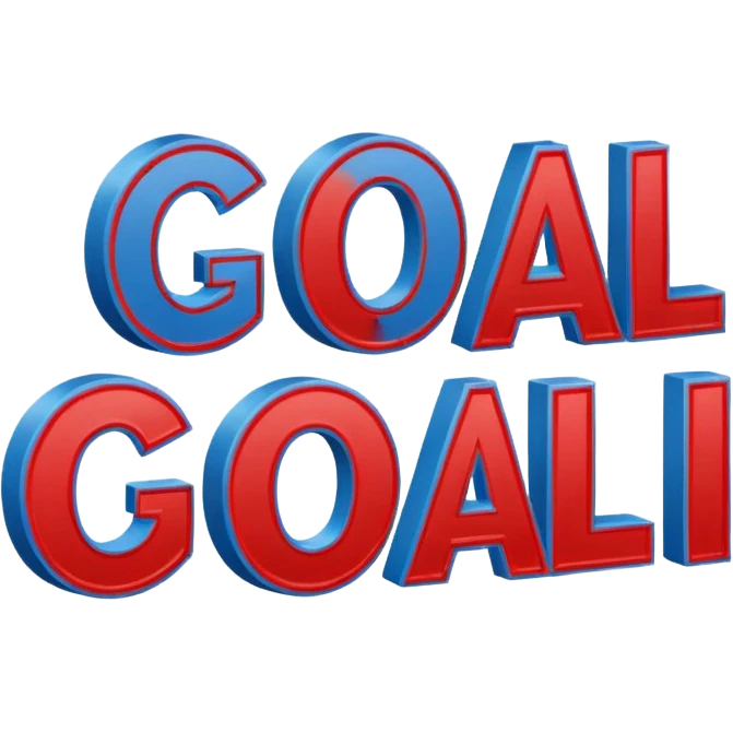 Word “Goal” sign comic style blue (#00A3E0) and red (#F9423A)  emoji
