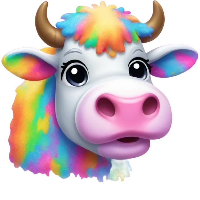 Lisa frank glitter fluffy cow emoji