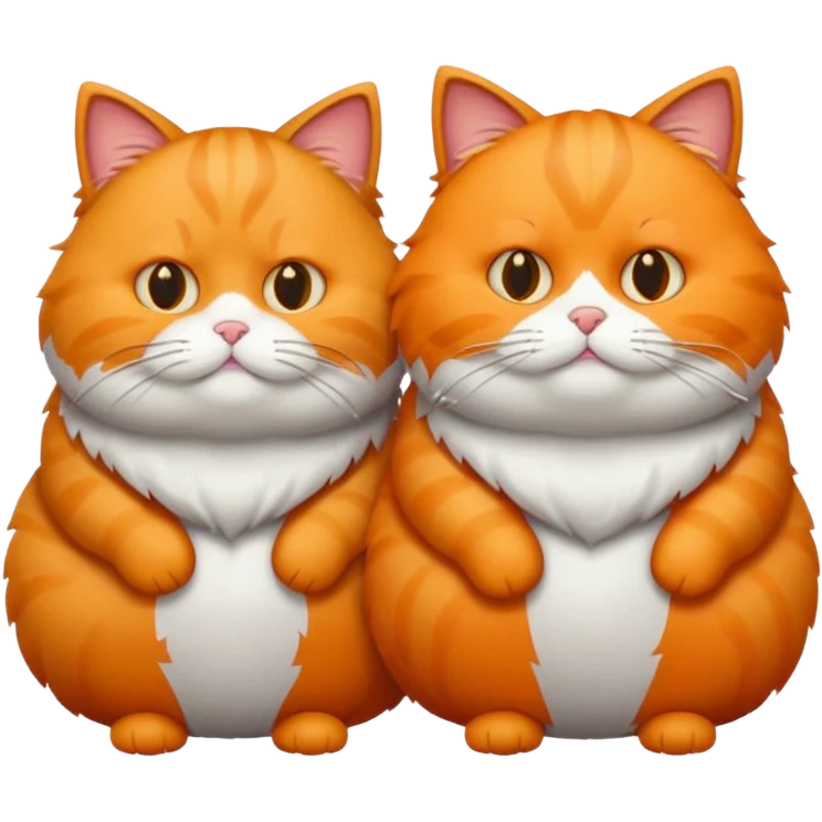 Two fat cats one grey and one orange  emoji