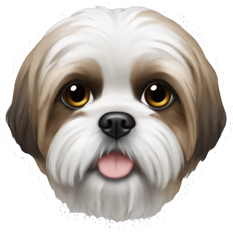 Realistic shih-tzu-white-brown emoji