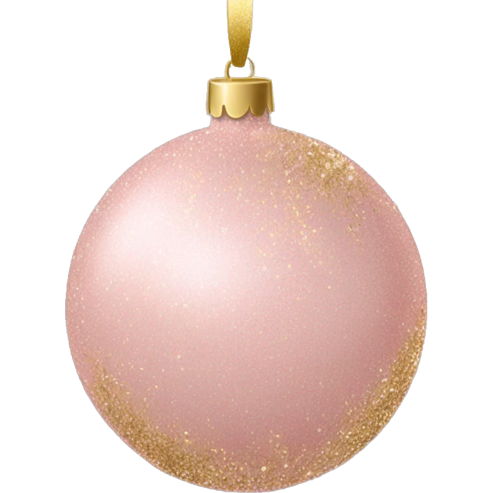 Light pink christmas ball ornament with champagne color gold glitter accents  emoji