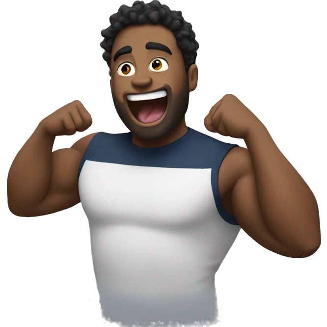 Gigachad doing the Mr. Beast pose emoji