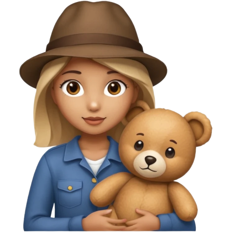 girl wearing hat with teddy bear  emoji