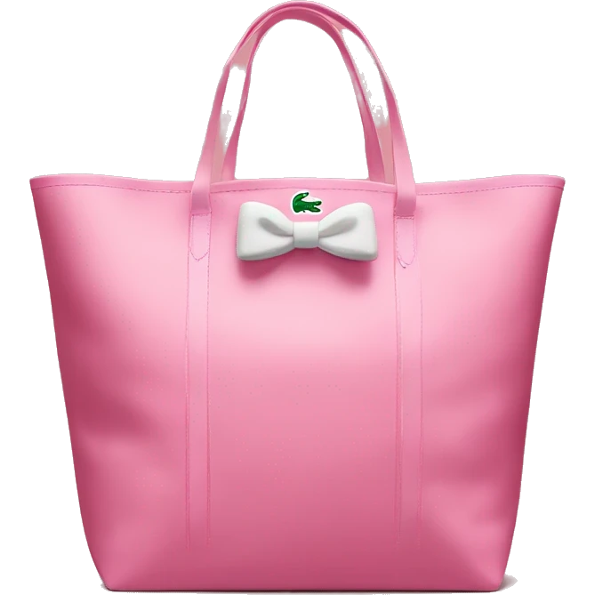 pink lacoste tote bag with bow on right side  emoji