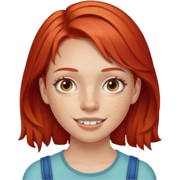 Girl with braces and red hair and freckle on right cheek  emoji