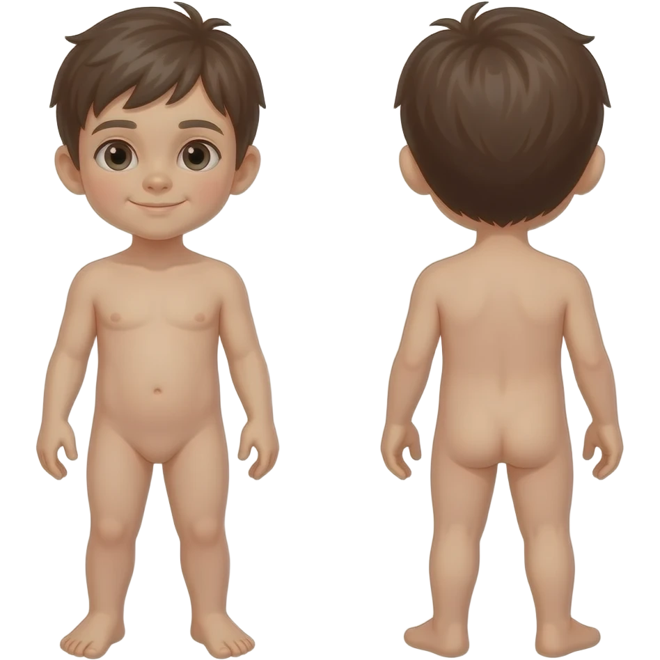 Naked kid boy front and back full body emoji
