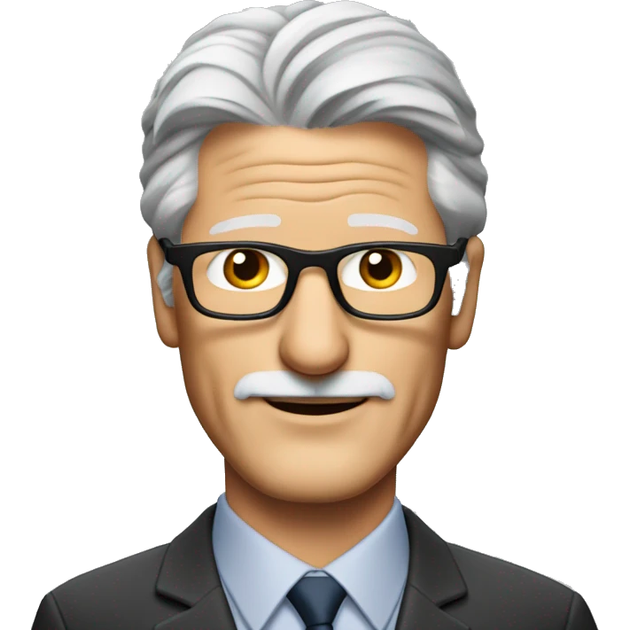 Richard Gere with barely grey hair, beard and glasses emoji