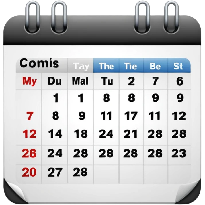 calendar, first page, day 1 emoji