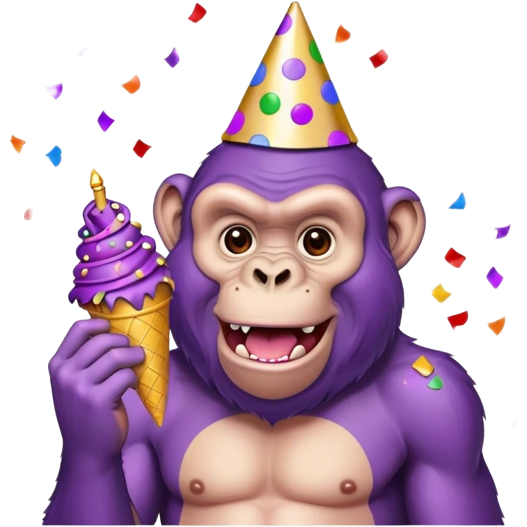 purple ape with birthday cone and cobfetti emoji