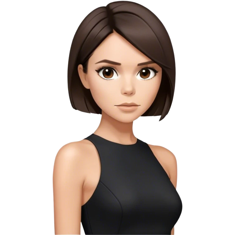 Victoria Beckham with dark brown hair in a short bob cut wearing a short black bodycon dress emoji