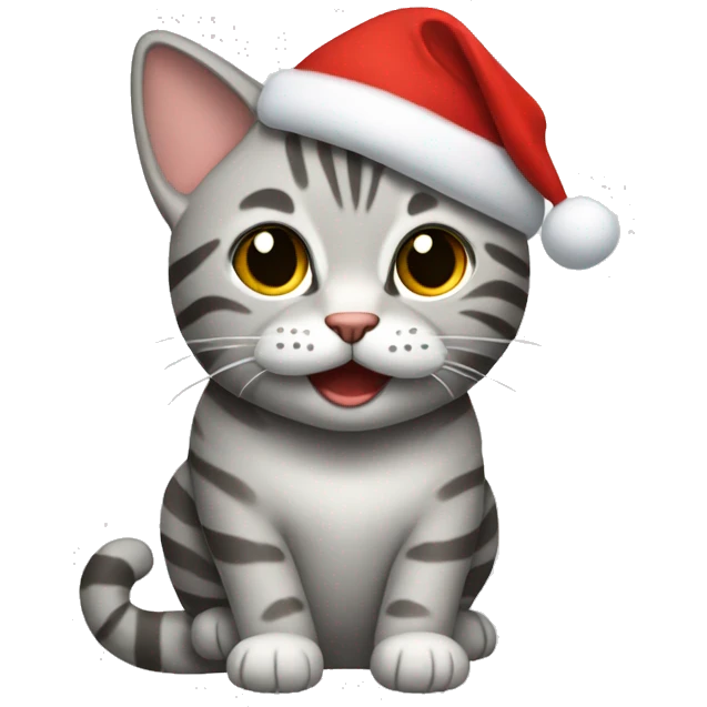 Light gray tabby dressing like Santa emoji