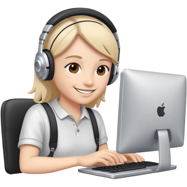 Smiley with headphones and computer  emoji