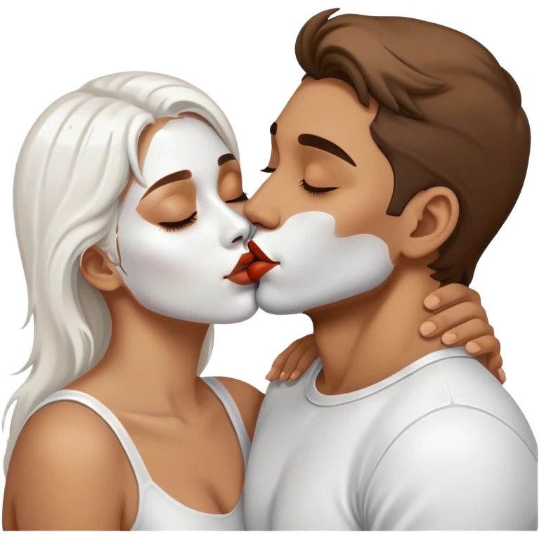 Man kissing a woman covered in white paint  emoji