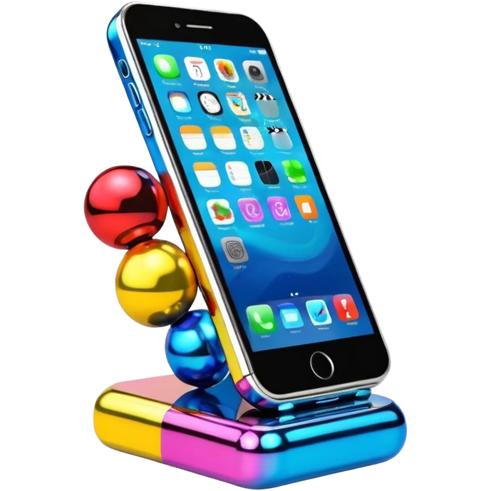 jeff koons style abstract cell phone sculpture  emoji