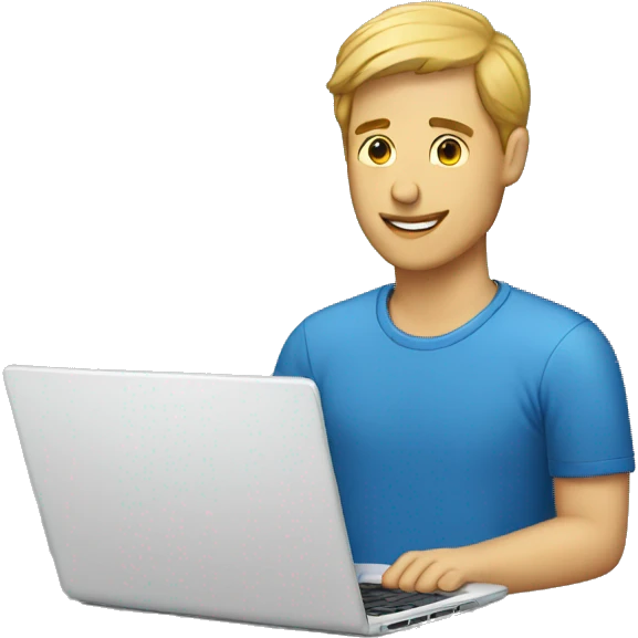 a white man and a laptop emoji