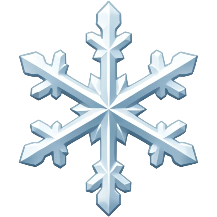 A pitch white simple flake of snow emoji