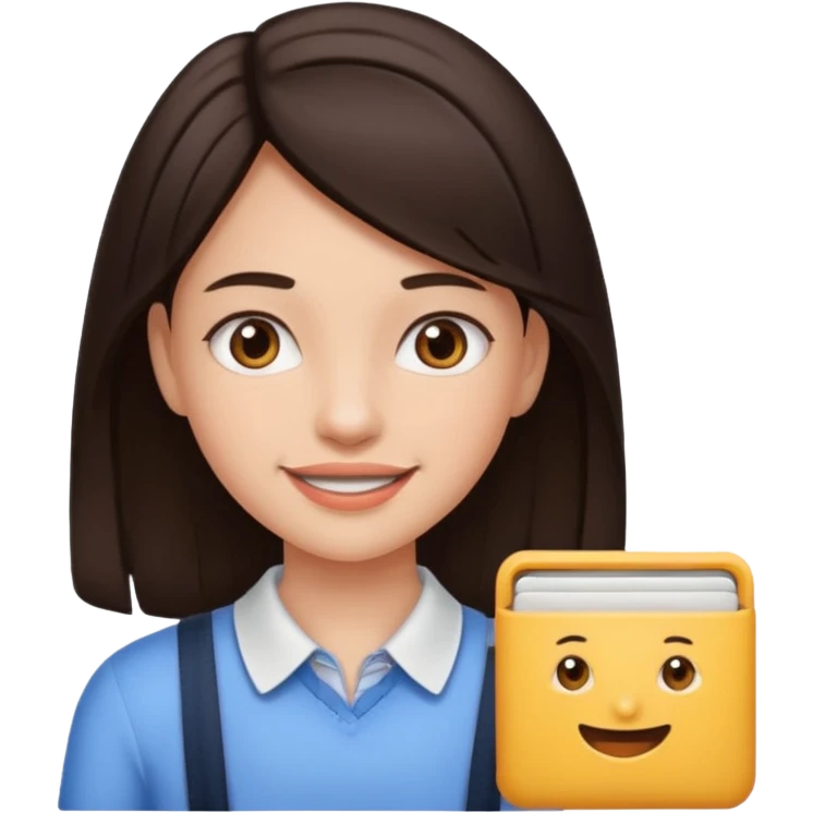 Girl with dark brown hair with braces on teath emoji