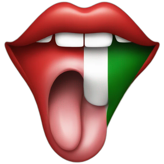 tongue out of mouth in italian flag colours emoji