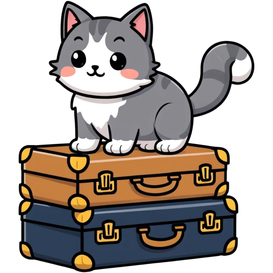 Cat riding a suitcase  emoji