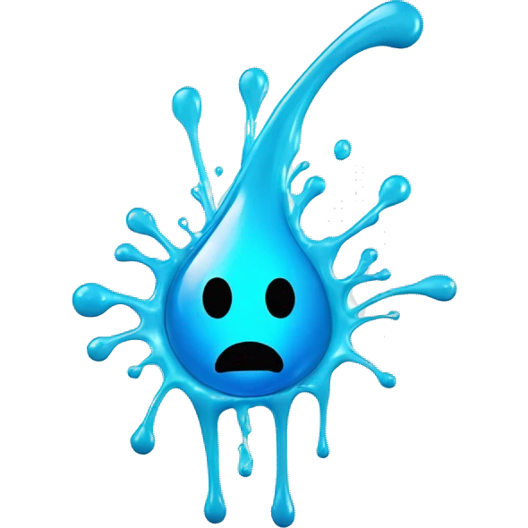 Glowing shiny Cyan blue liquid splash splatter drip emoji