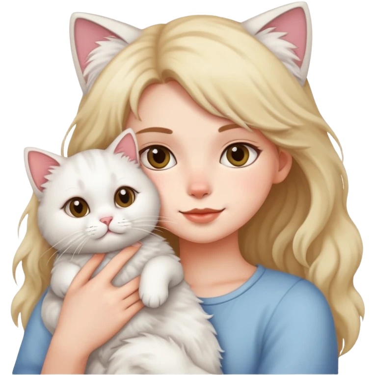 A girl holding a cat emoji
