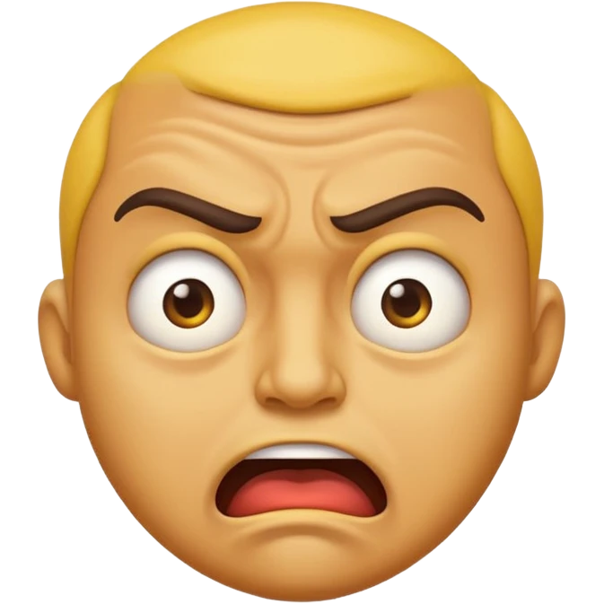 A Classic emoji, yellow character. Extreme disgust/ confusion. One eyebrow raised, one eyebrow lowered in anger. With a deep sneer on the mouth. emoji