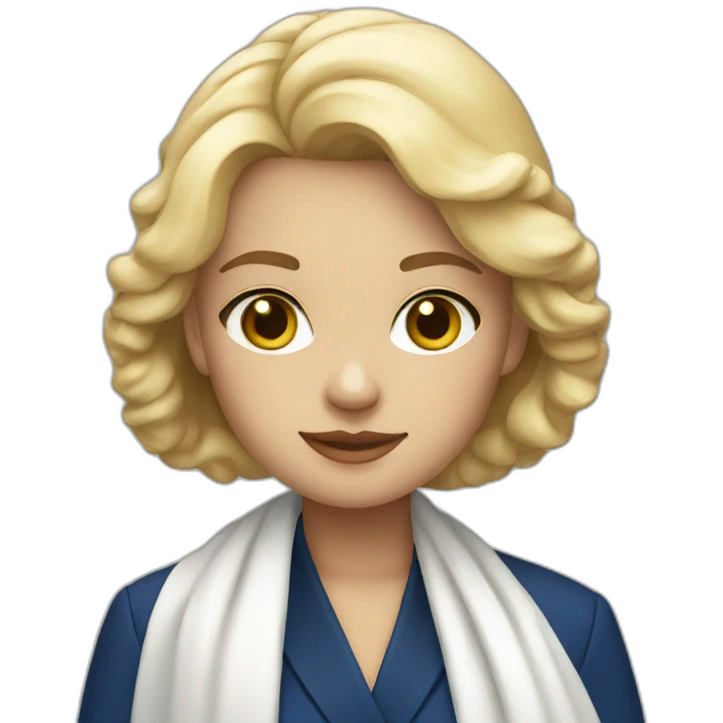 blonde girl in deep blue suit with white shawl emoji