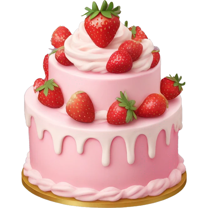 Pink strawberries and cream birthday cake  emoji