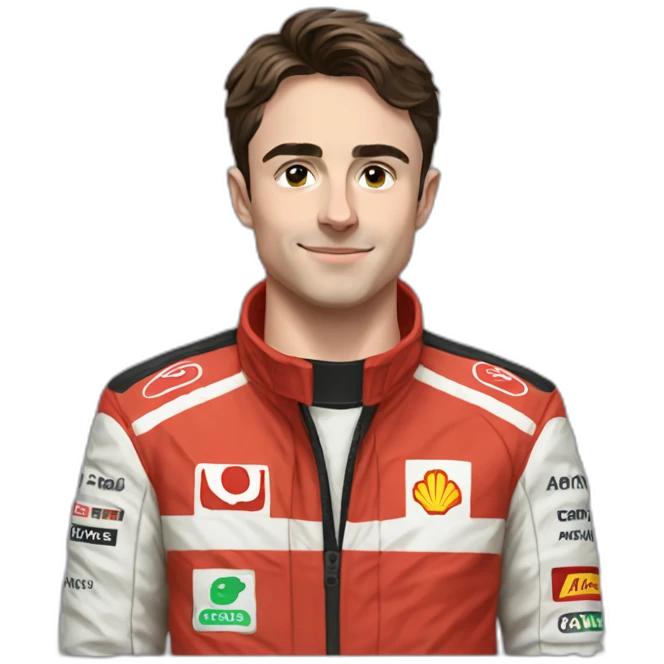 Charles leclerc avec une veste ferrarie emoji