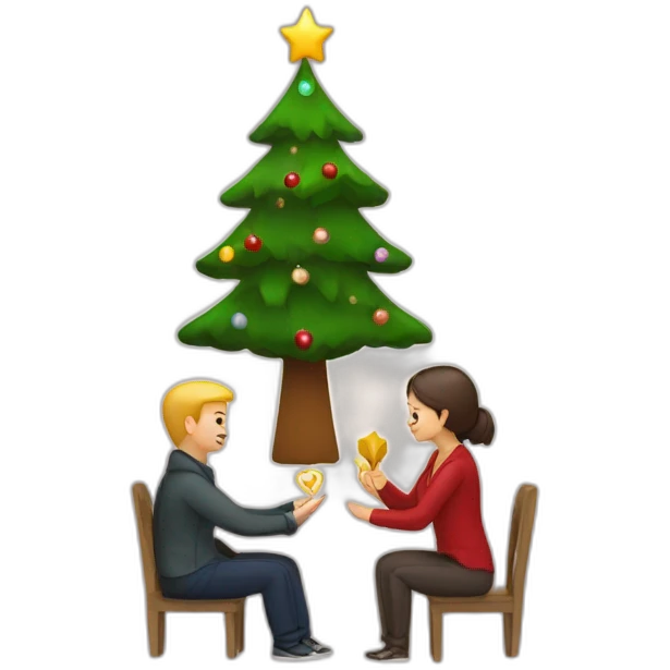 Marriage proposal under christmas tree emoji
