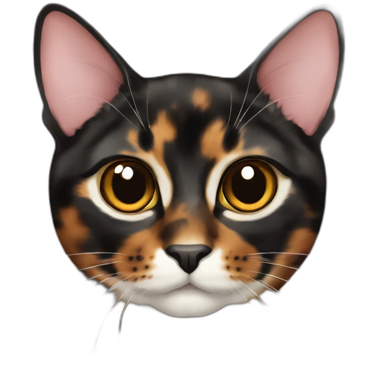 tortoiseshell Cat Black brown without white and pink nose emoji