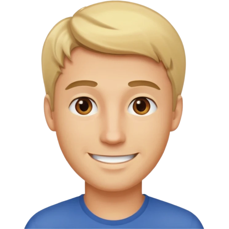 Blonde guy with brown eyes smiling emoji