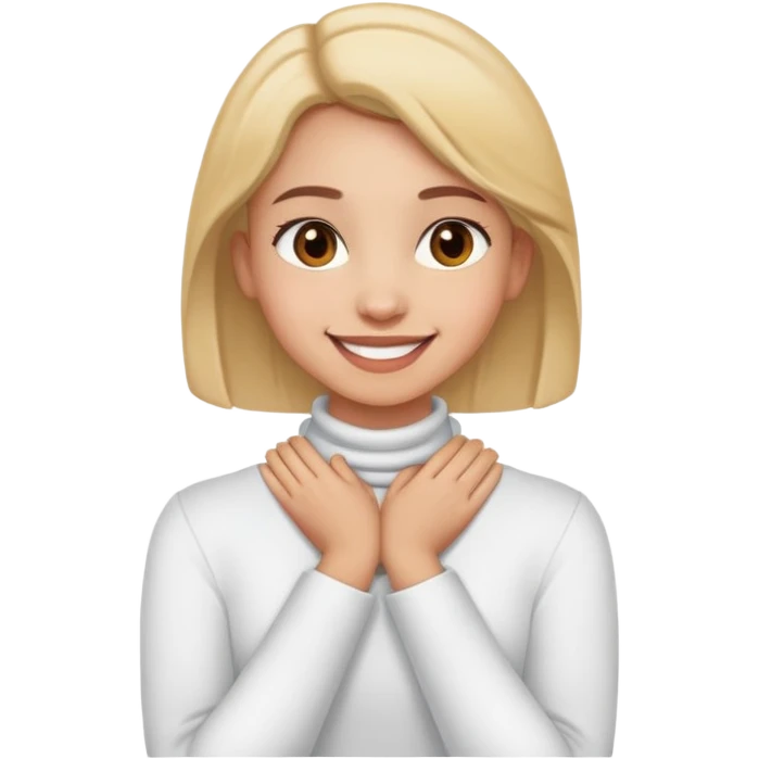 girl hands across neck smiling  emoji