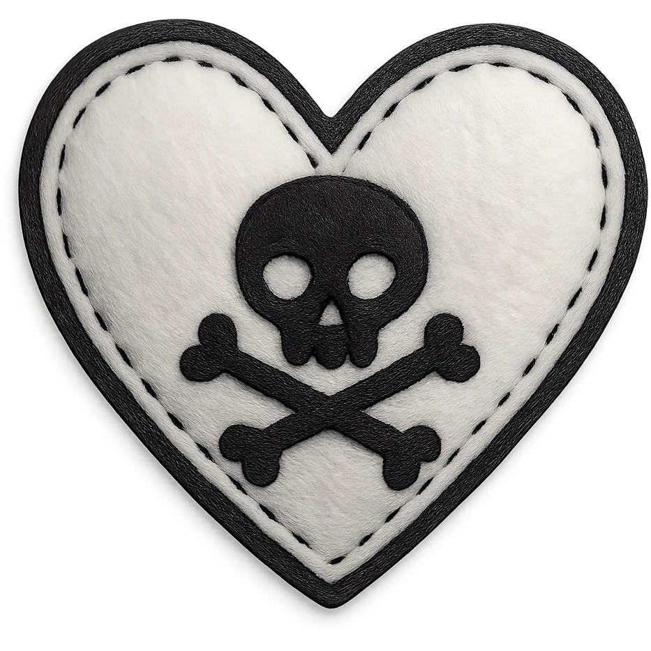 white goth heart, minimal, edgy, dark accents emoji