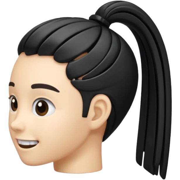 a curved hair accessory with teeth on both sides that hinge together, designed to secure hair in a vertical ponytail emoji