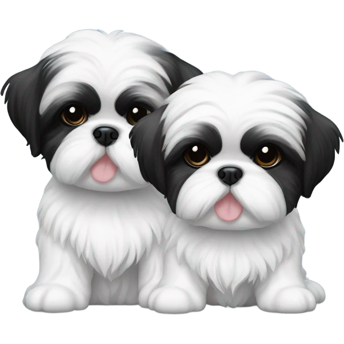 Two black and white shitz tzu puppies  emoji